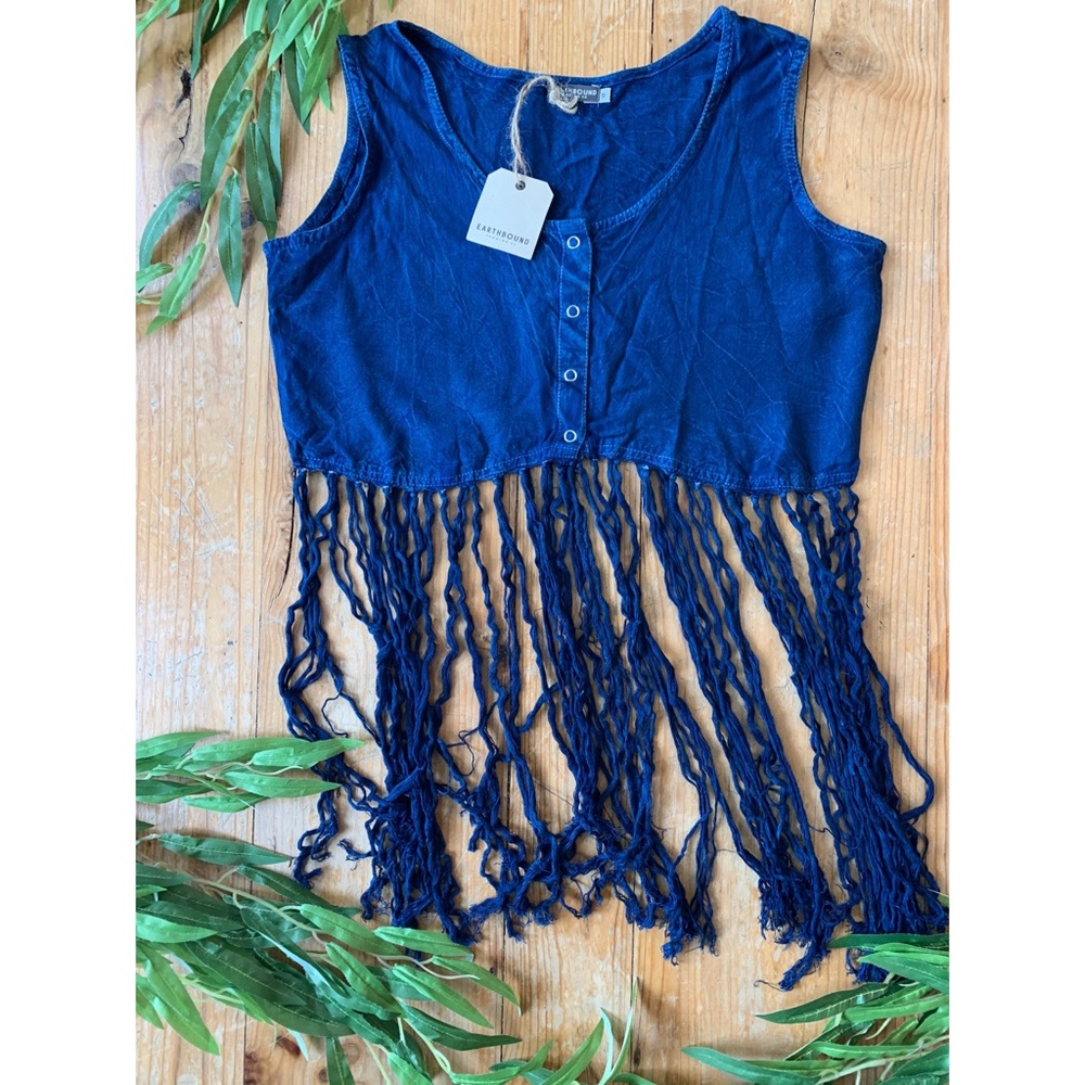 Denim Fringe Crop Top